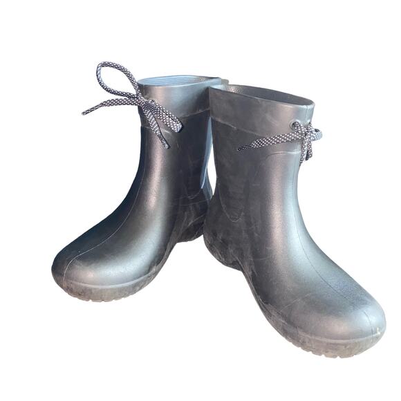 Crocs Dual Comfort Freesail Shorty Rain Boots with Front Lace Tie Black size 4 - Picture 7 of 12